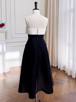 Minimalist Contrasting Strap Vintage Dresses