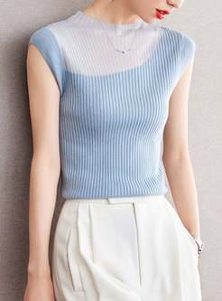 Chic Patch Sleeveless Fitted Women Tops