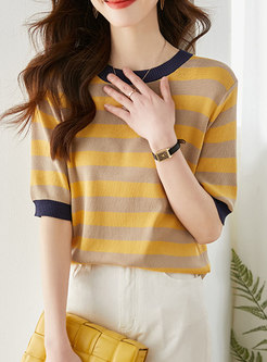 Womens Loose Striped Glamorous Knit Tops
