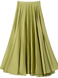 Women's Elegant High Waisted Solid Color Pleated Skirts