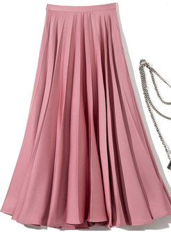 Women's Elegant High Waisted Solid Color Pleated Skirts