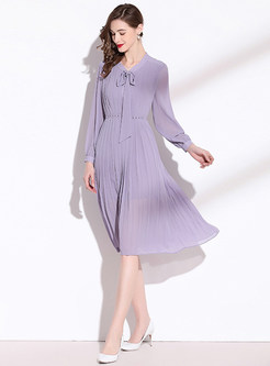 Pretty Long Sleeve With Front Tie Skater Dresses
