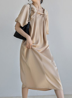 Soft Satin Pleated Casual Dresses