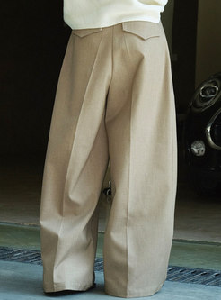 Draped Pleated White Baggy Pants For Women