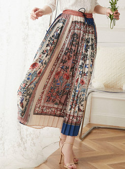 Exclusive Pleated Printed Maxi Skirts For Women
