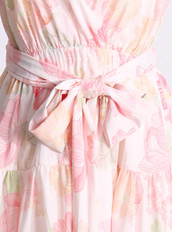 Princess Patch Waisted Lace-up Floral Bubble Dresses