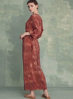 Vintage 3/4 Sleeve Floral Long Corset Dresses