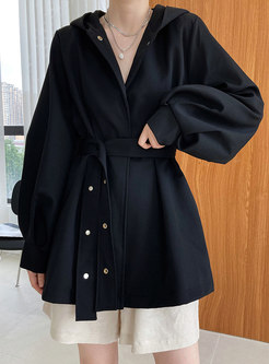 Oversized-Fit Hooded With a Belt Trench Coats Women