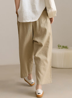 Vintage Linen Wide Leg Pants For Women