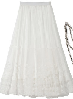 Premium Mesh Embroidered Elastic Waist Skirts