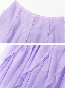 Pretty Irregular Mesh Midi Skirts For Women