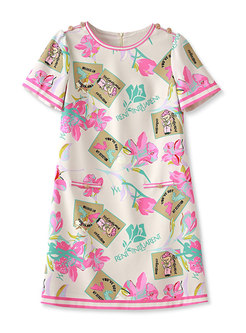 Babydoll Crewneck Printed Short Sleeve Short Dresses