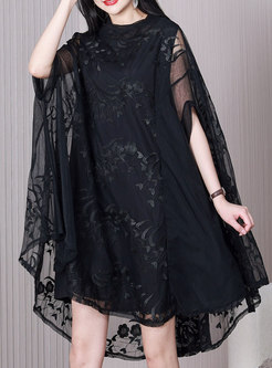 Slouchy Organza Batwing Sleeve Embroidered Shawls