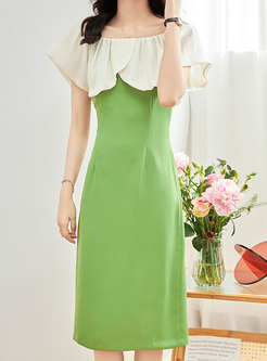 Thin Ruffle Neck Solid Color Dresses
