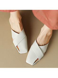 Retro Square Toe Flat Shoes For Women