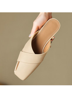 Retro Square Toe Flat Shoes For Women