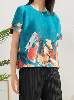 Oversized-Fit Smocked Printed Tops For Women