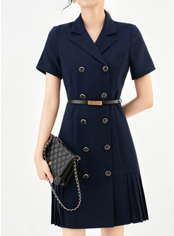Commuter Double-Breasted Blazer Dresses