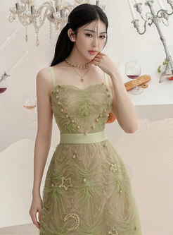 Swing Star And Moon Pattern Mesh Prom Cocktail Dresses