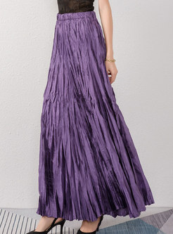 Relaxed Solid Color Big Hem Maxi Skirts