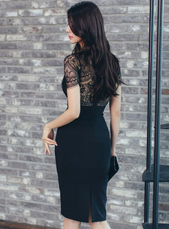 Sexy Lace Openwork Patch Pencil Dresses