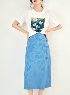 Daily Printed Tops & Traditional Jacquard Skirts