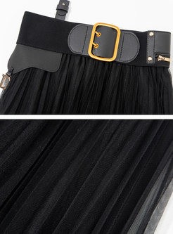 Swing With a Belt Mesh Skirts