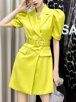Daily Notched Collar Self Belt Dresses