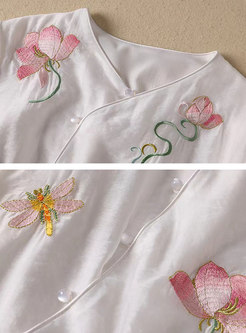 Vintage Embroidered Floral Women Tops