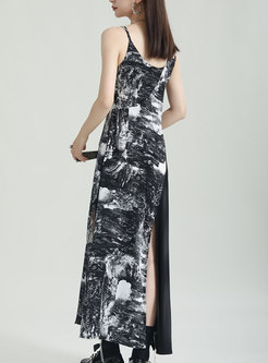 Patchwork Printed Camisole Maxi Dresses
