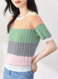 Daily Colorful Striped Knit Tops For Women