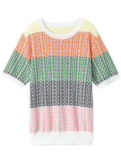 Daily Colorful Striped Knit Tops For Women