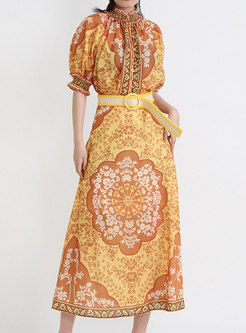 Boho Printed Distored Selvedge Long Dresses