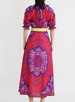 Boho Printed Distored Selvedge Long Dresses