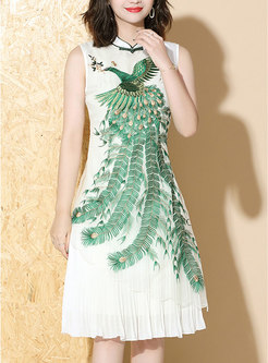 Premium Phoenix Pattern Modern Cheongsam Dresses