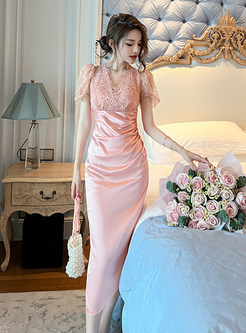 Romantic Lace Patch Bodycon Dresses