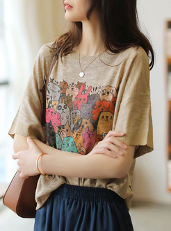 Daily Printed Crewneck T Shirts For Women