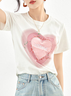 Relaxed Hearts Printed Girls Tops