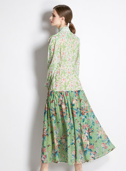 Ethnic Floral Single-Breasted Maxi Dresses