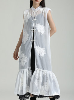 Ethnic Mockneck Sleeveless Long Dresses & Cami Dresses