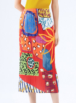 Fitted Smocked Printed Midi Skirts