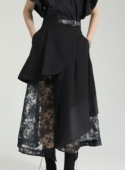 Fashion Slit Jacquard Jean Skirts