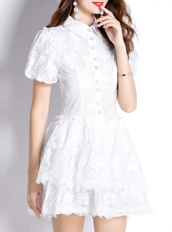 Cute Embroidered Puff Sleeve Dresses