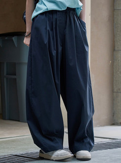 Thin Solid Wide Leg Pants For Women