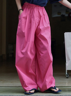 Thin Solid Wide Leg Pants For Women