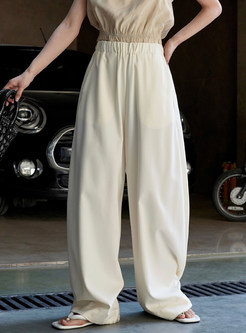 Casual Solid Baggy Pants For Women