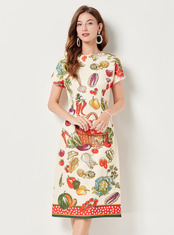 Vegetable And Fruit Prints Bodycon Dresses