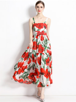 Beach Rose Print Cami Dresses