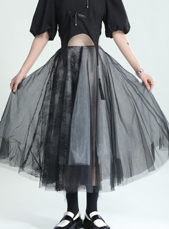 Fashion Lace Patch Tulle Skirts