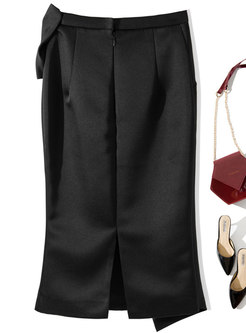 Bow-Embellished Irregular Hem Skirts